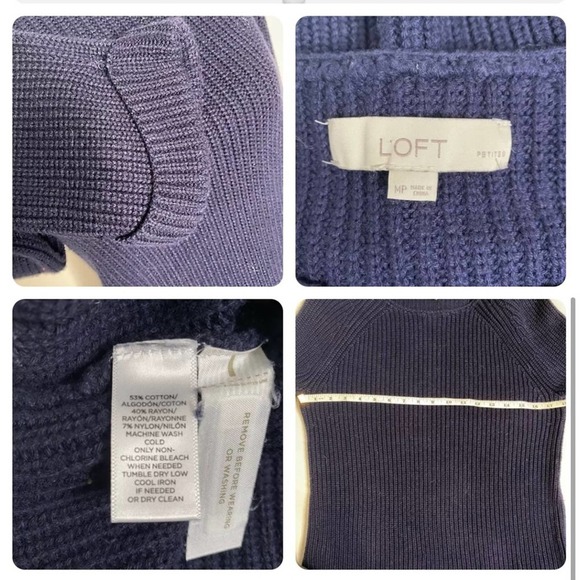 Ann Taylor Loft Knit Sweater Medium Petite Blue - Picture 3 of 3